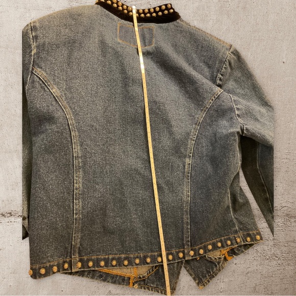 ** Gordon James Vintage Studded Embroidered Velvet Collar Jacket - Picture 12 of 12
